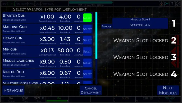 Assigning weapons is super-easy. Here, we've done it.